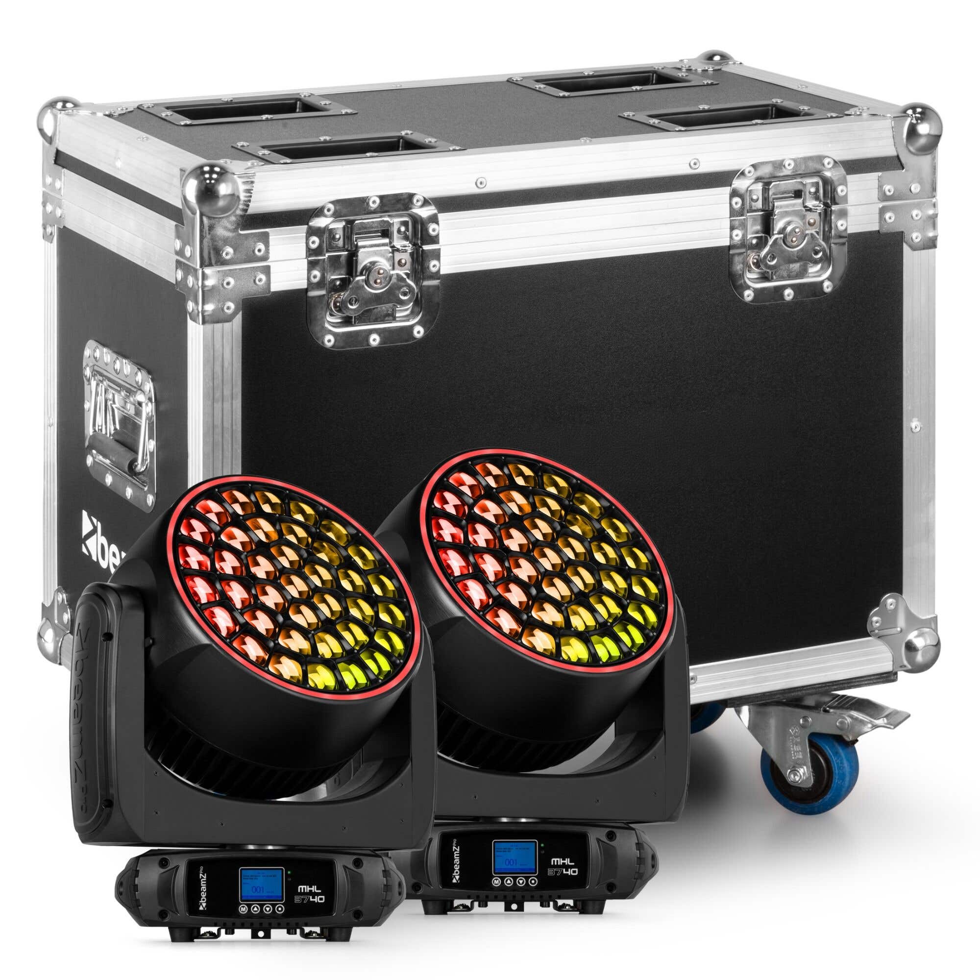 BeamZ Pro MHL3740 Wash Moving Heads 2er Set mit Flightcase – Pixel Control & Zoom – RGBW LED
