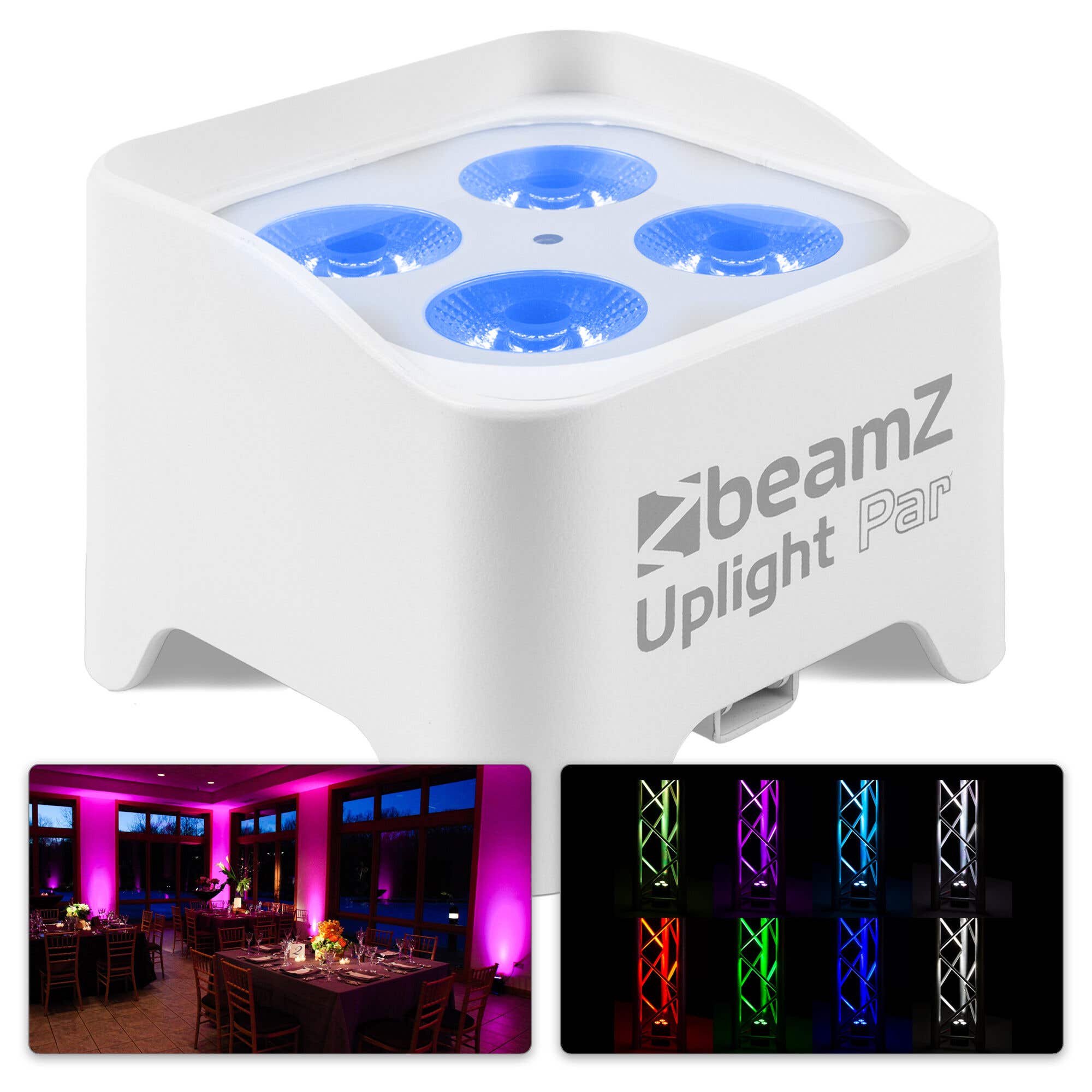 B-Ware - BeamZ BBP90W LED Akku Spot Uplight Par 4x 4W - Weiß