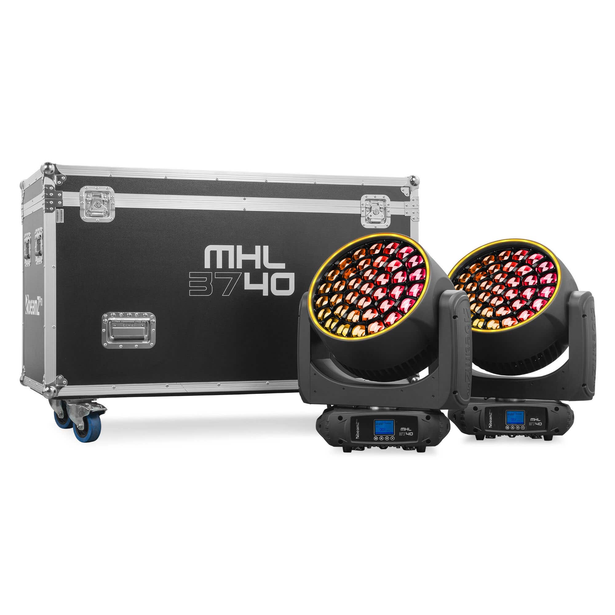 BeamZ Pro MHL3740 Wash Moving Heads 2er Set mit Flightcase – Pixel Control & Zoom – RGBW LED