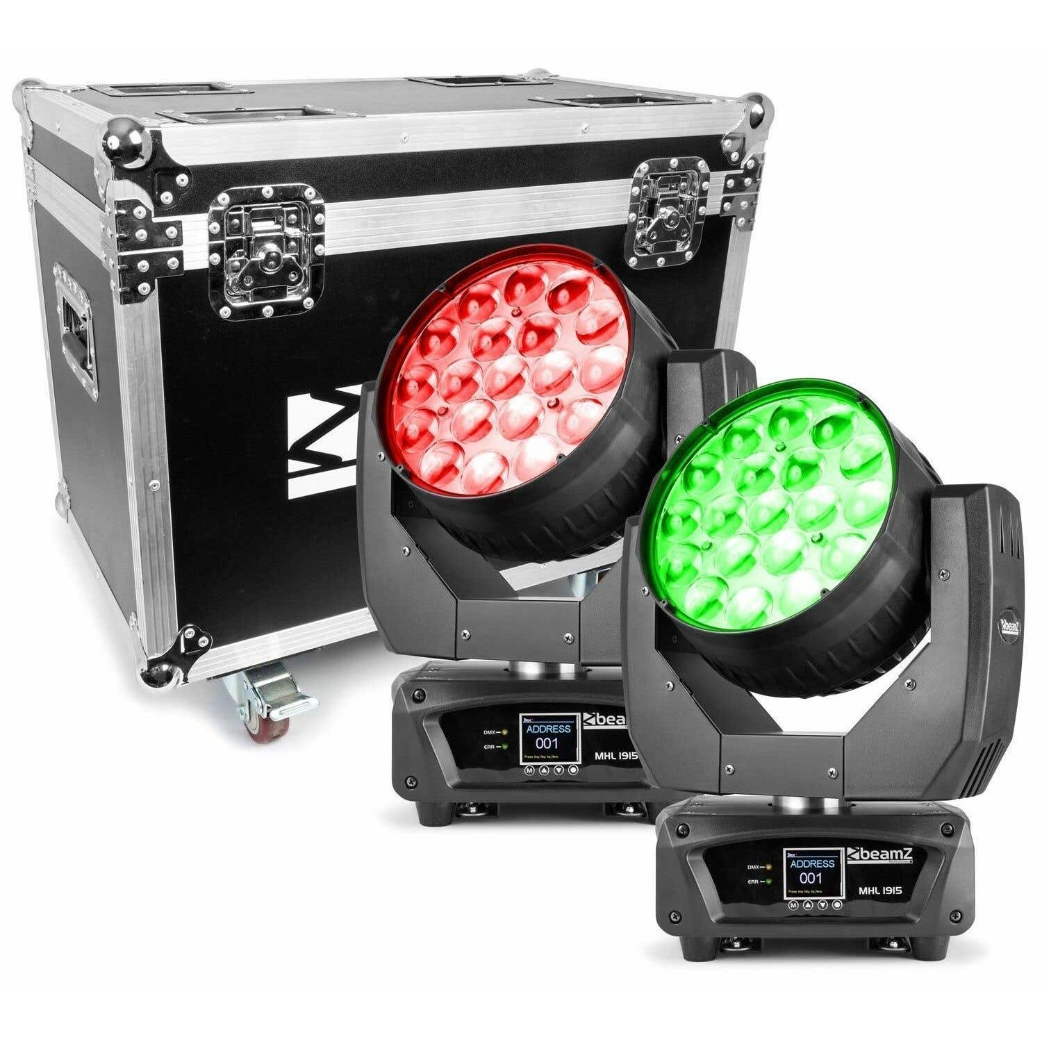 BeamZ MHL1915 - Set aus 2 Zoom Moving Heads im Flightcase