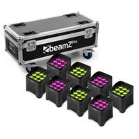 beamZ Professional BBP48 Uplight 8er Set inkl. Flightcase - 9x12W Outdoor Akku Lampen - RGBWA-UV - WDMX