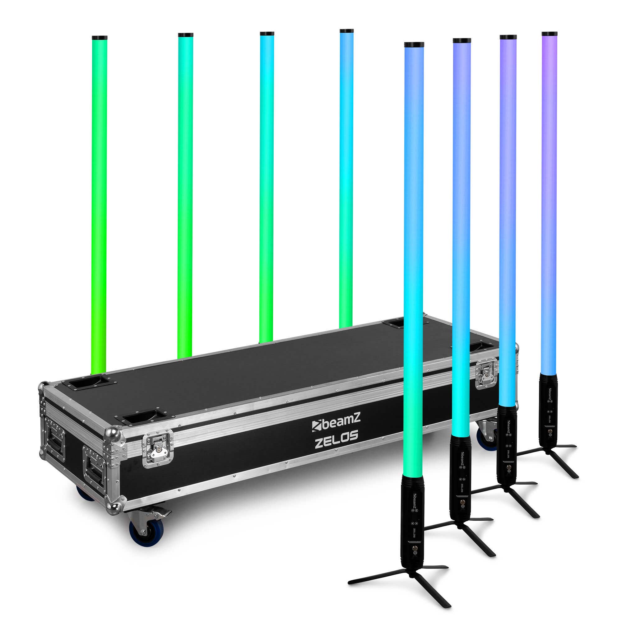 B-Ware - BeamZ Zelos LED Tube 8er Set mit Flightcase - 360° RGBW/CW LEDs - IP65 - Wireless DMX