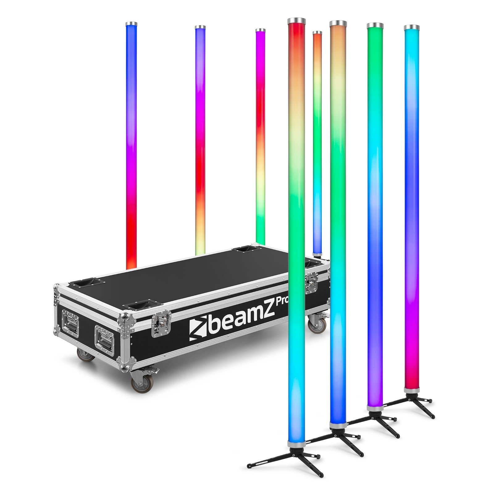 BeamZ Professional Kratos LED Tube 8er Set im Flightcase - RGBW LED - IP65 Outdoor/Indoor mit Akku