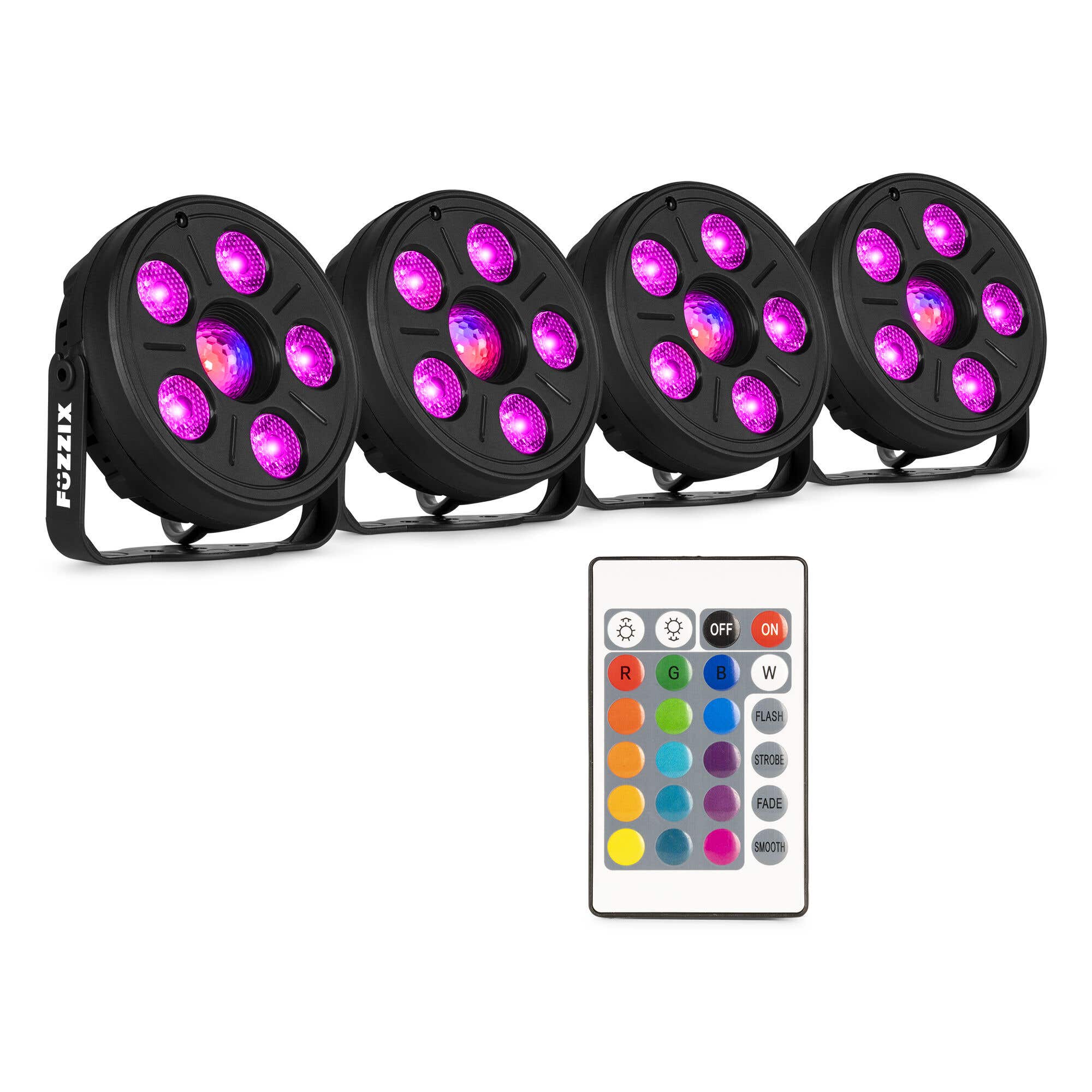 Fuzzix Comet M06 LED Par Set – 4 LED-Pars mit Jellyball & Fernbedienung – RGB Discolampen