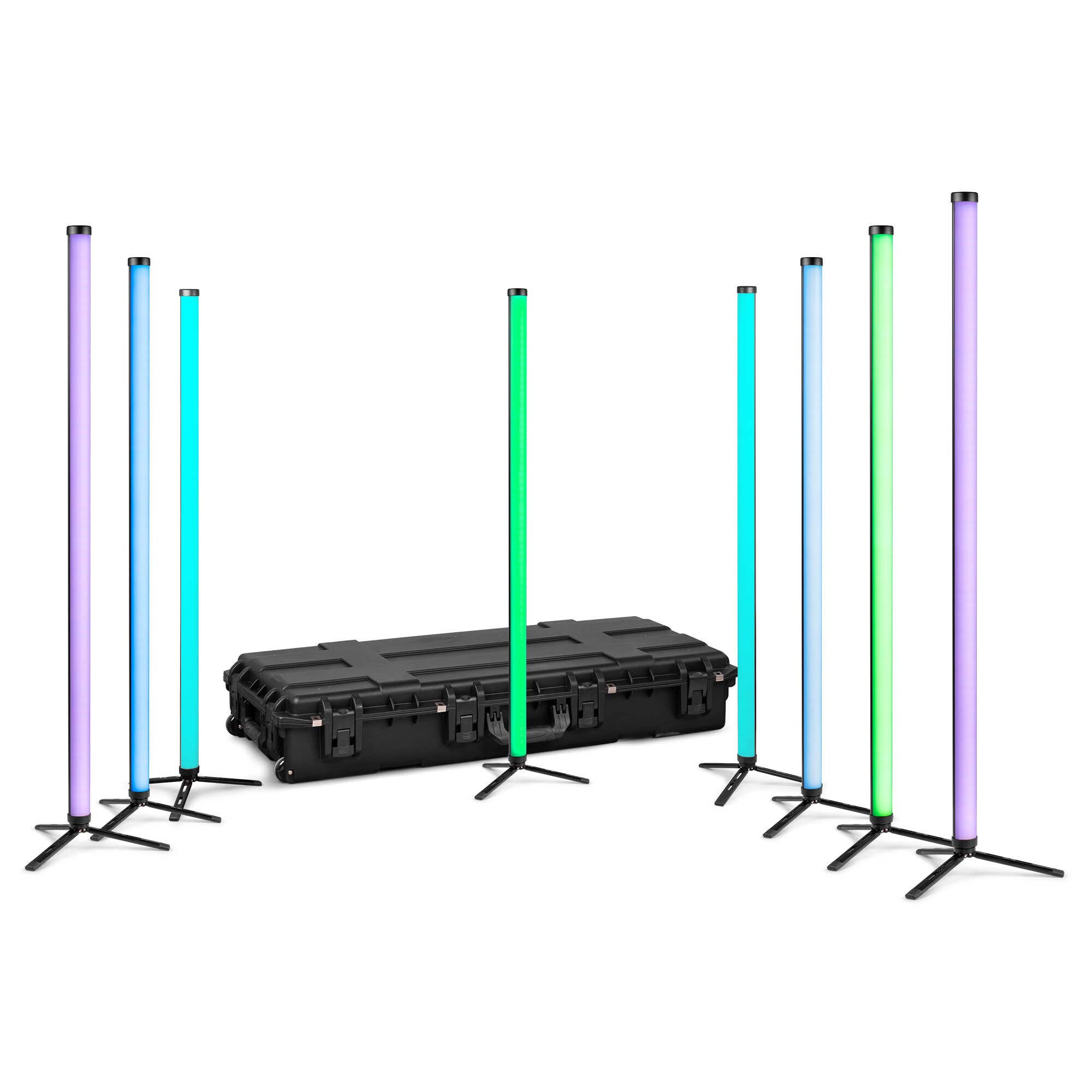 BeamZ Pro Hera M LED Tube Set - 8 LED Tubes im Flightcase - IP65 - 10 Std. Akku - 320 RGBMA LEDs