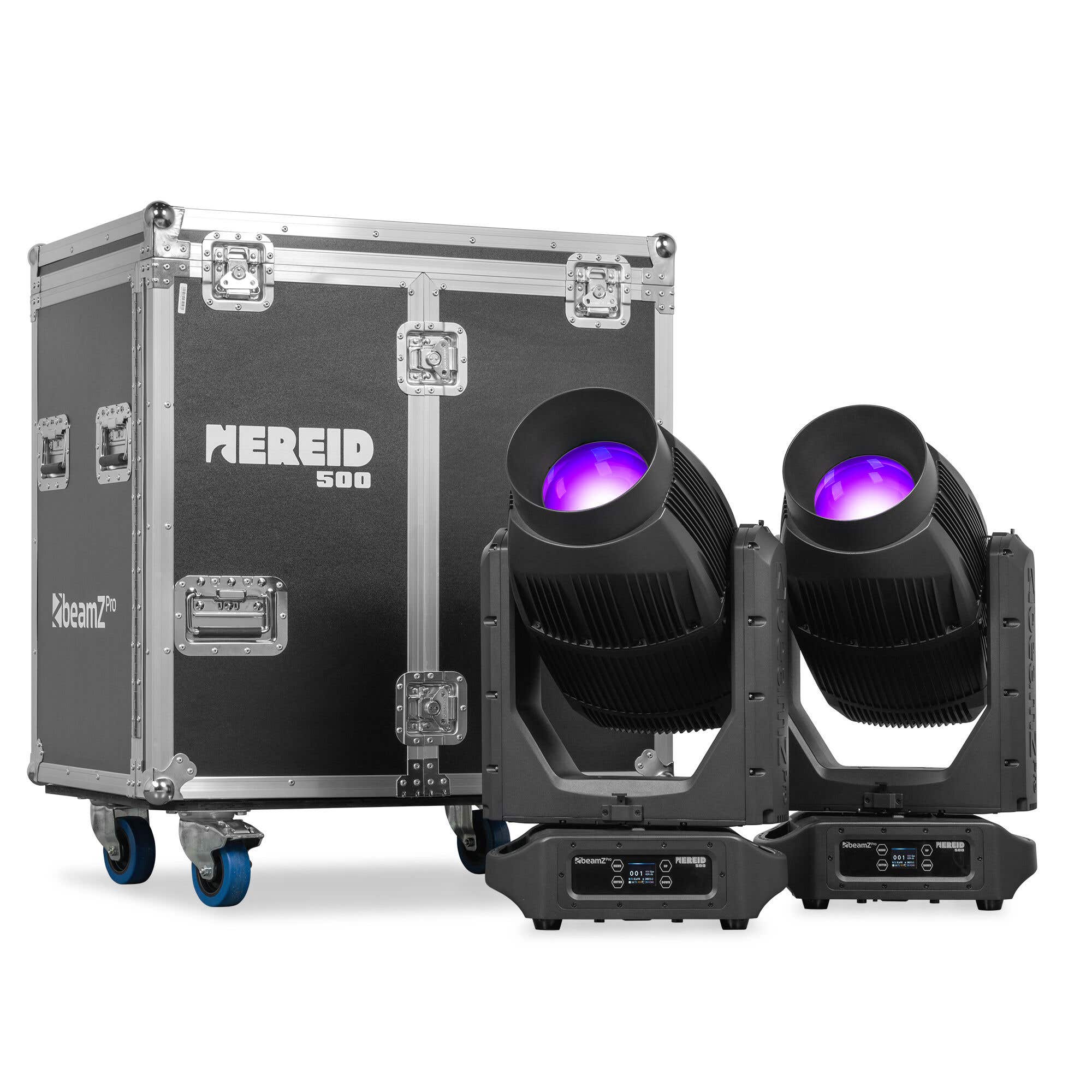 BeamZ Pro Nereid500 Moving Head 2er Set im Flightcase - Hybrid Moving Heads Outdoor - 500W LED