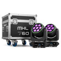 BeamZ Professional MHL760 Wash Moving Head 2er Set mit Flightcase - 7x 60W LED's
