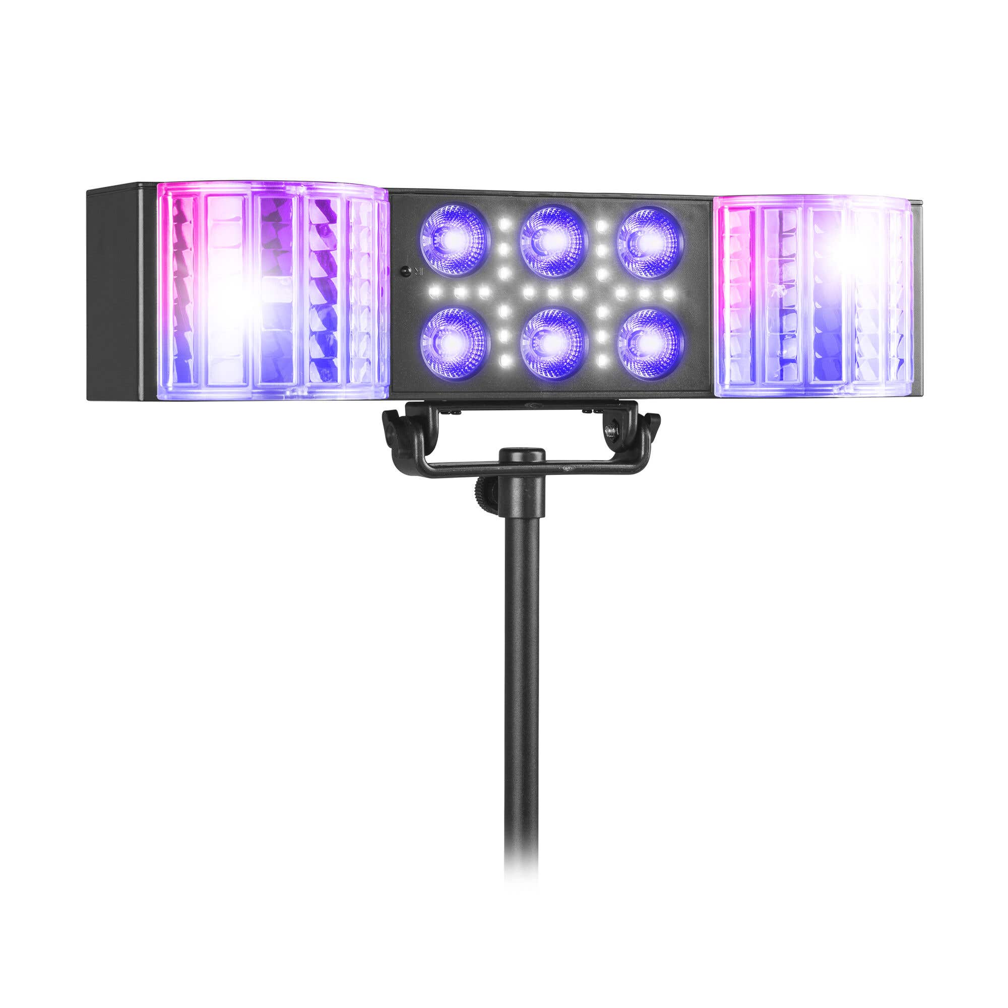 B-Ware - Fuzzix DerbyStar2 - Partybar mit Doppel-Derby - RGB-UV PAR - Stroboskop & Stativ