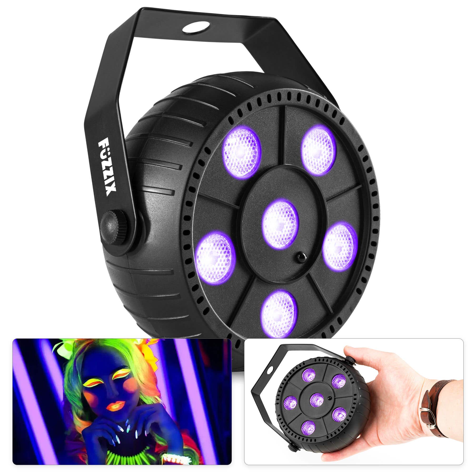 Fuzzix PLP14 LED-Schwarzlicht mit Akku - 6x 1W LEDs