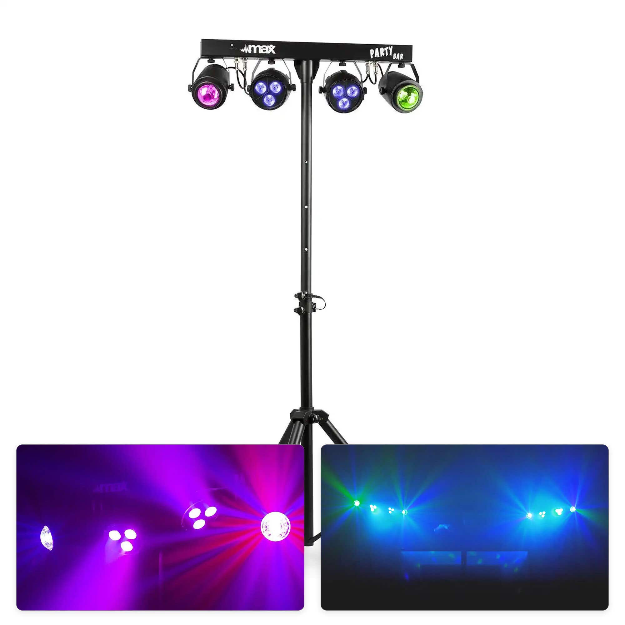 MAX PARTYBAR 1 mit 2x RGBW-LED-Spot und 2x Jellymoon inkl. Stativ