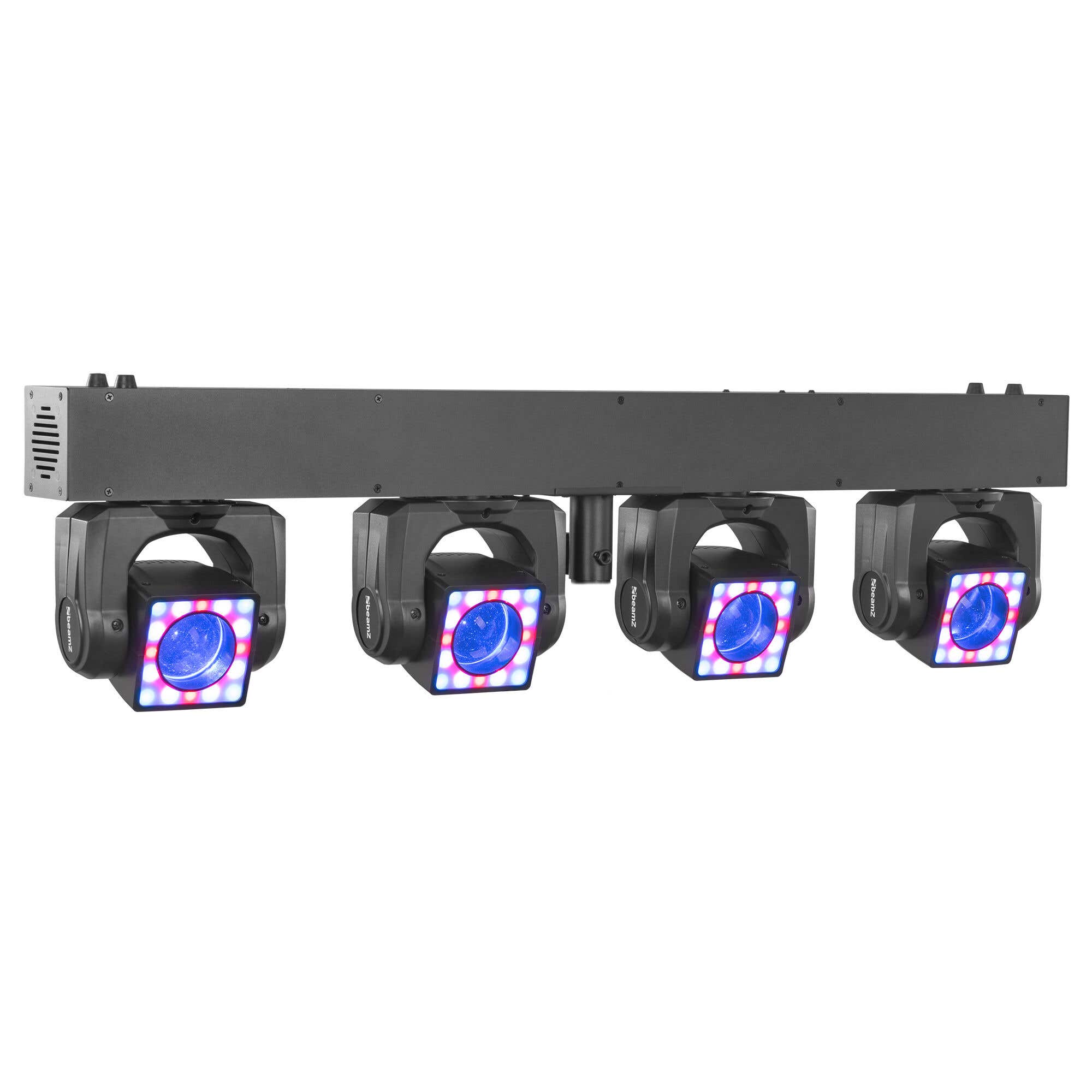 BeamZ ShowBar GO Shine – Moving Head Bar mit 4 Köpfen & LED-Ringen RGBW – 160W