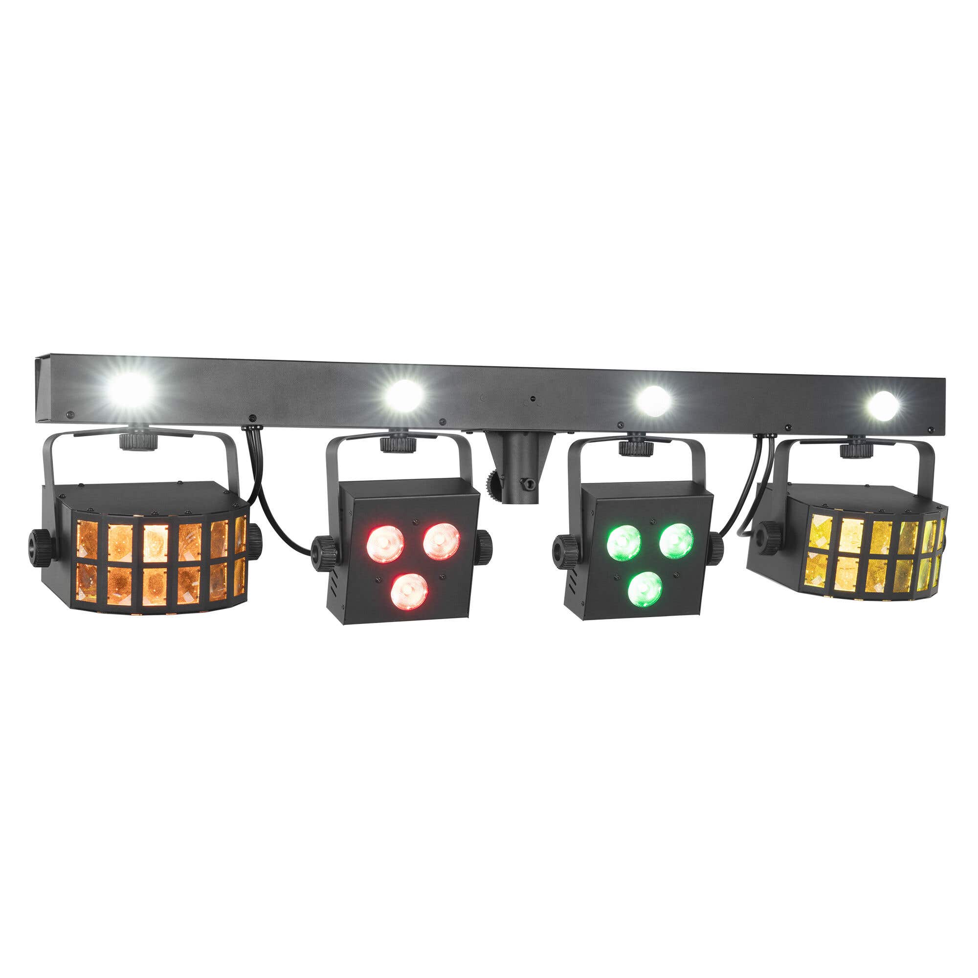 BeamZ SHOWBAR FREE2 Lichtset - Mit 2 Derbys, LED PARs und Stroboskop - RGBW - Inkl. Tasche
