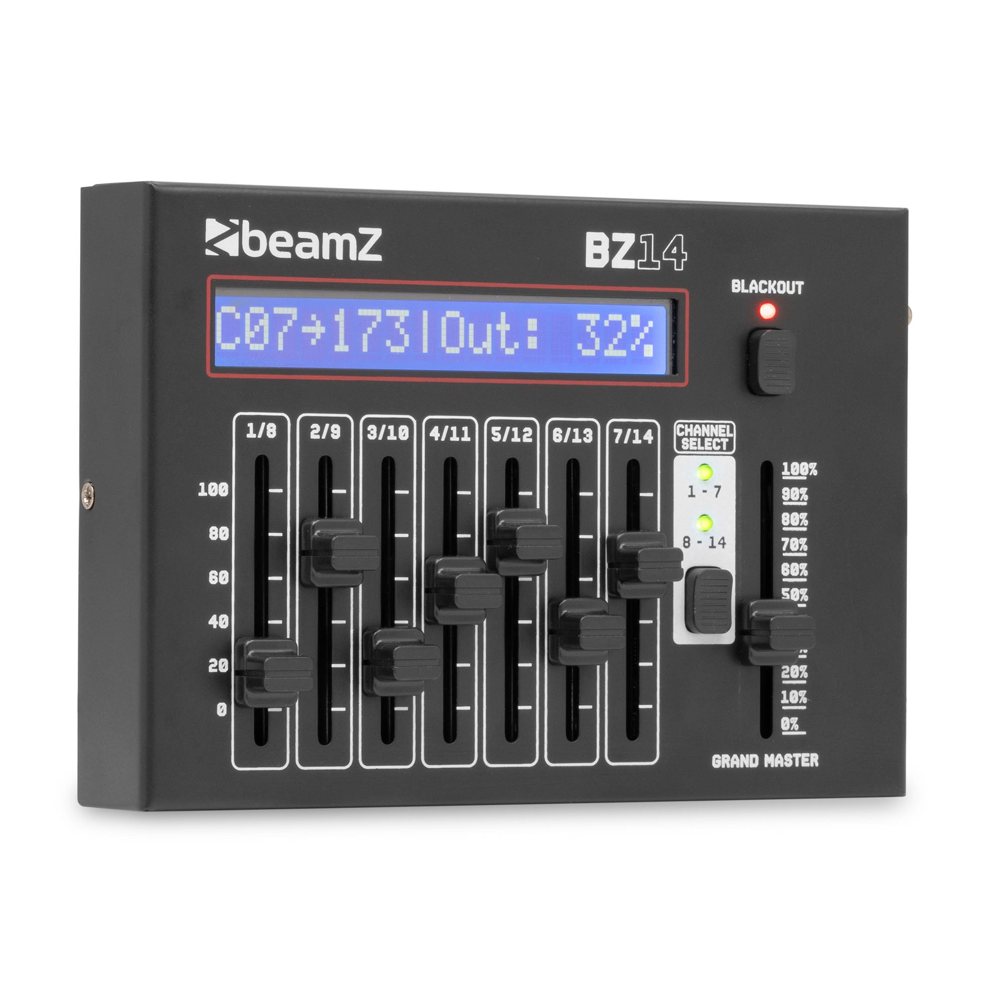 BeamZ BZ14 DMX Controller - Mini DMX Controller - Mit 2x 7 Kanälen