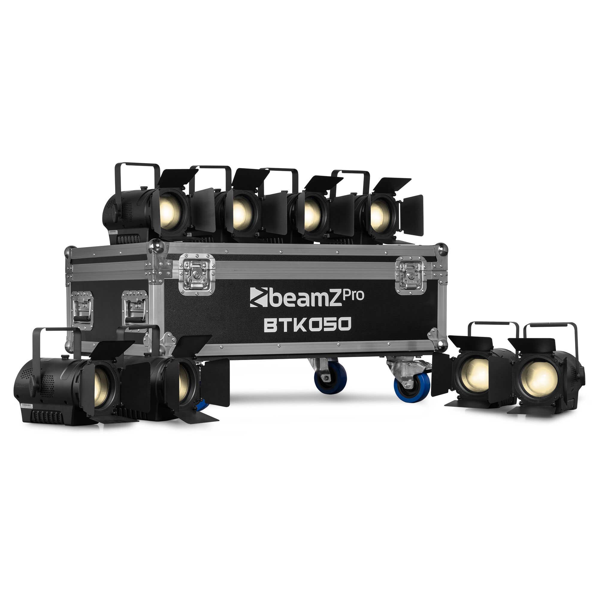 BeamZ Pro BTK050Z-3 Fresnel Set - 8 Mini Fresnels mit Flightcase - Manuellem Zoom - CW/WW COB LEDs