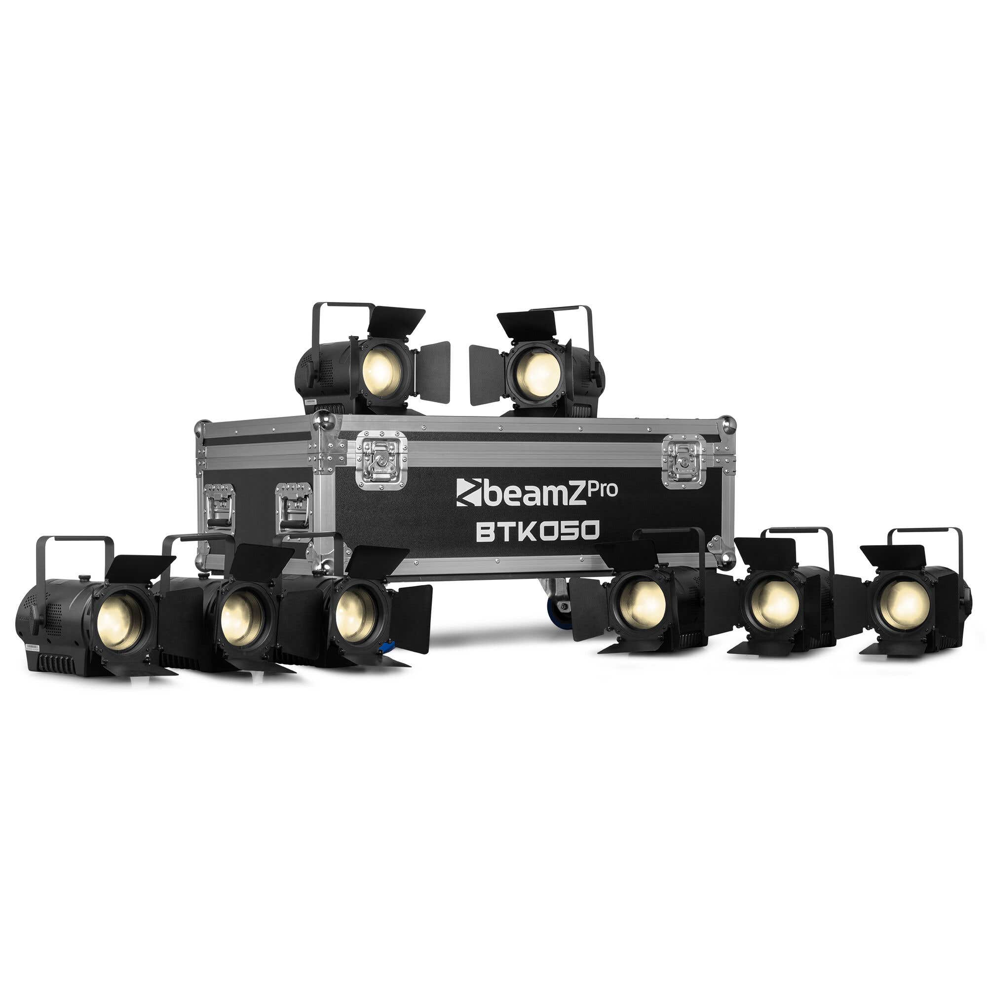 BeamZ Pro BTK050Z-5 Fresnel Set - 8 Mini Fresnels mit Flightcase - Manuellem Zoom - CW/WW COB LEDs