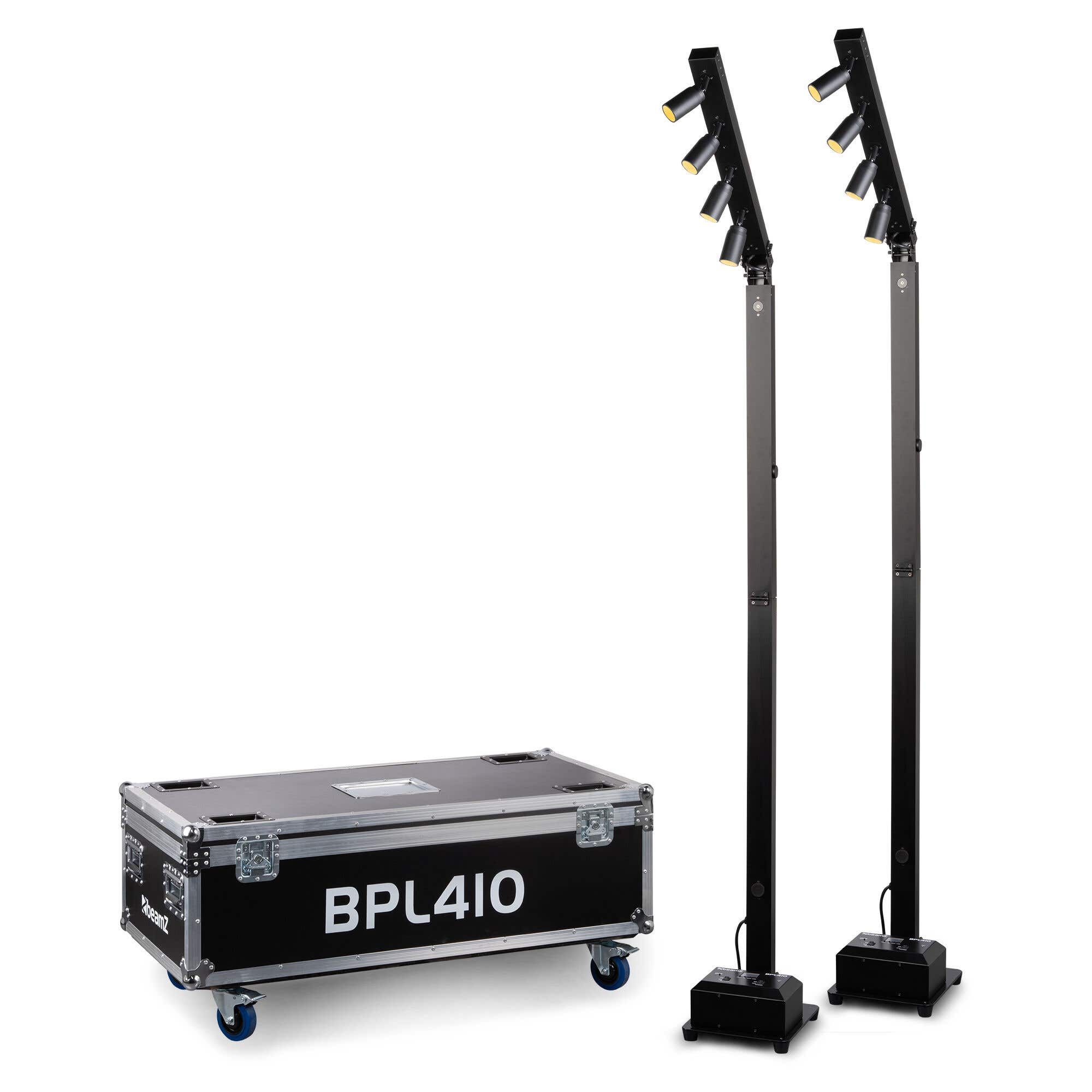 BeamZ BPL410 Spotbeleuchtung Set – Akkutbetriebenes Eventlicht mit Flightcase – Schwarz