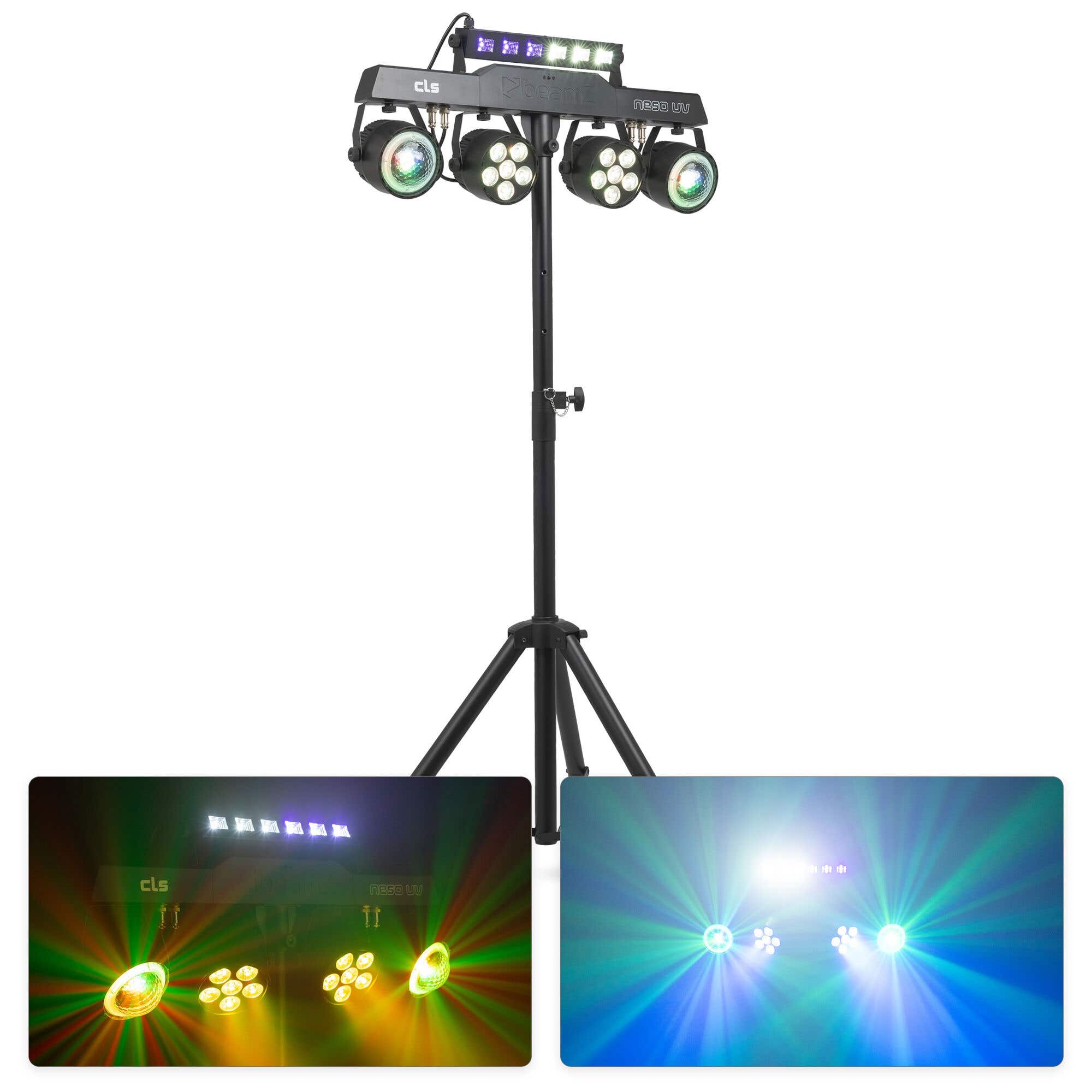 BeamZ CLS NesoUV Party Bar – All-in-One Set mit LED Pars, Jelly Moon, UV/Stroboskop – RGBW