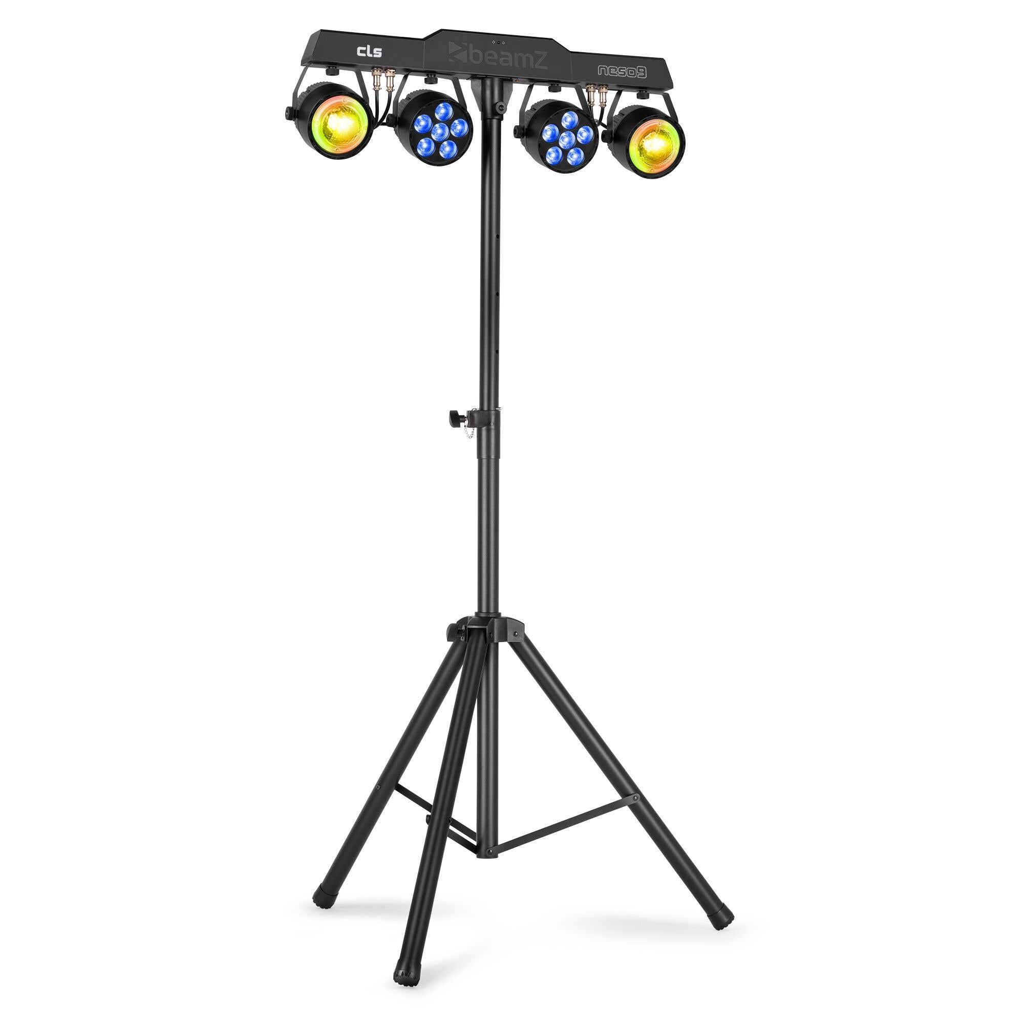 BeamZ CLS Neso9 Party Bar – All in One Partyset mit 2x RGBW LED Par + 2x Jellymoon – Inkl. Stativ