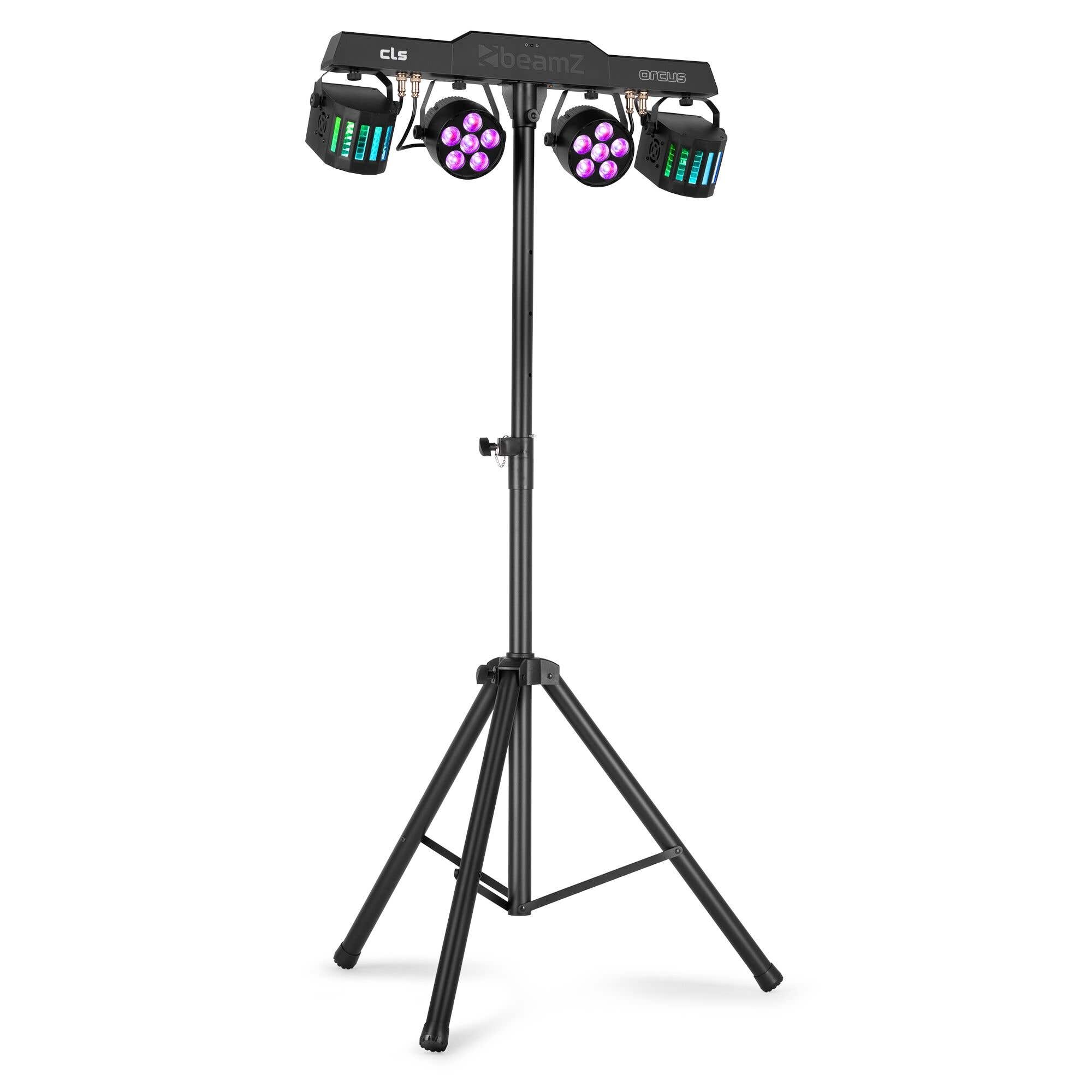 BeamZ CLS Orcus Party Bar – All in One Partyset mit 2x RGBW LED Par + 2x Derby – Inkl. Stativ