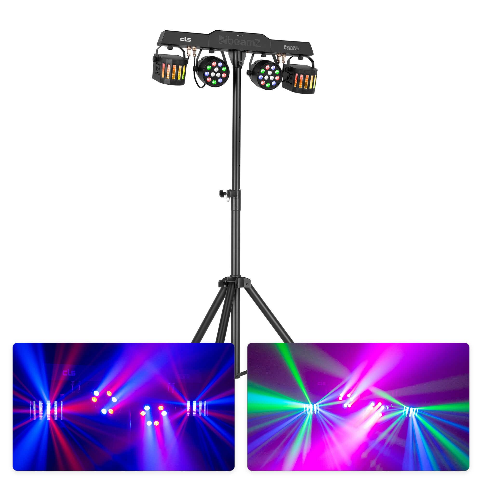 BeamZ CLS Kore Party Bar - All-in-One Lichtset mit 2x RGBW LED Par, 2x Derby & Stativ