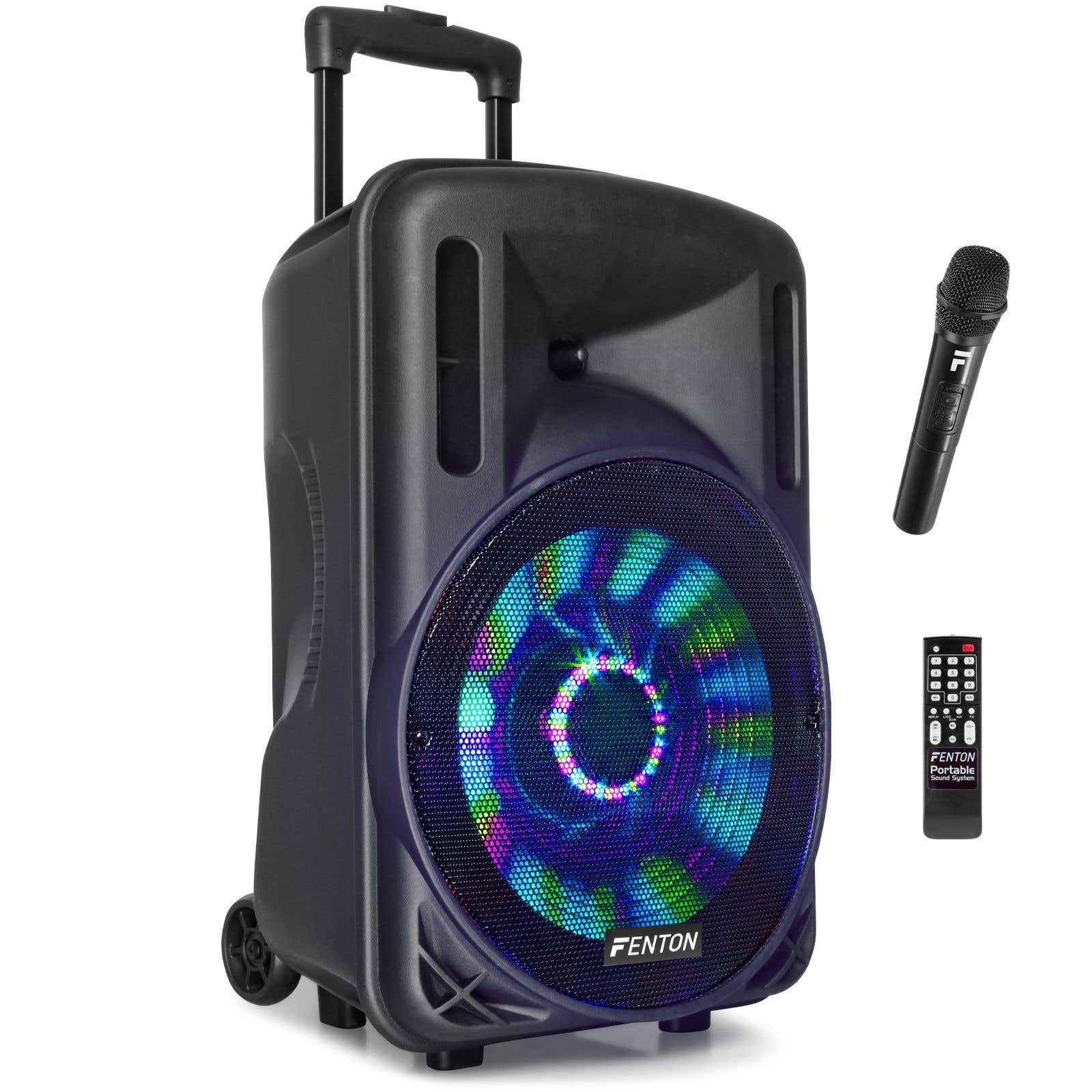 Fenton FT12LED Karaoke-Lautsprecher 700 W 12 Zoll mit LED-Beleuchtung