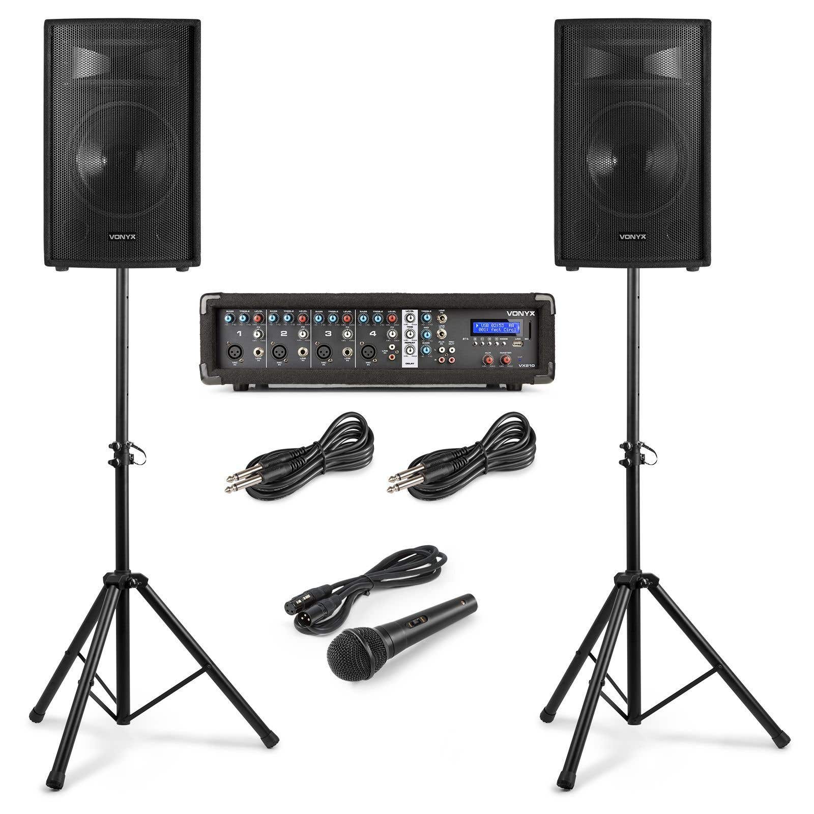 B-Ware - Vonyx VX210 PA Sound System mit 2 Lautsprechern - Komplett Set