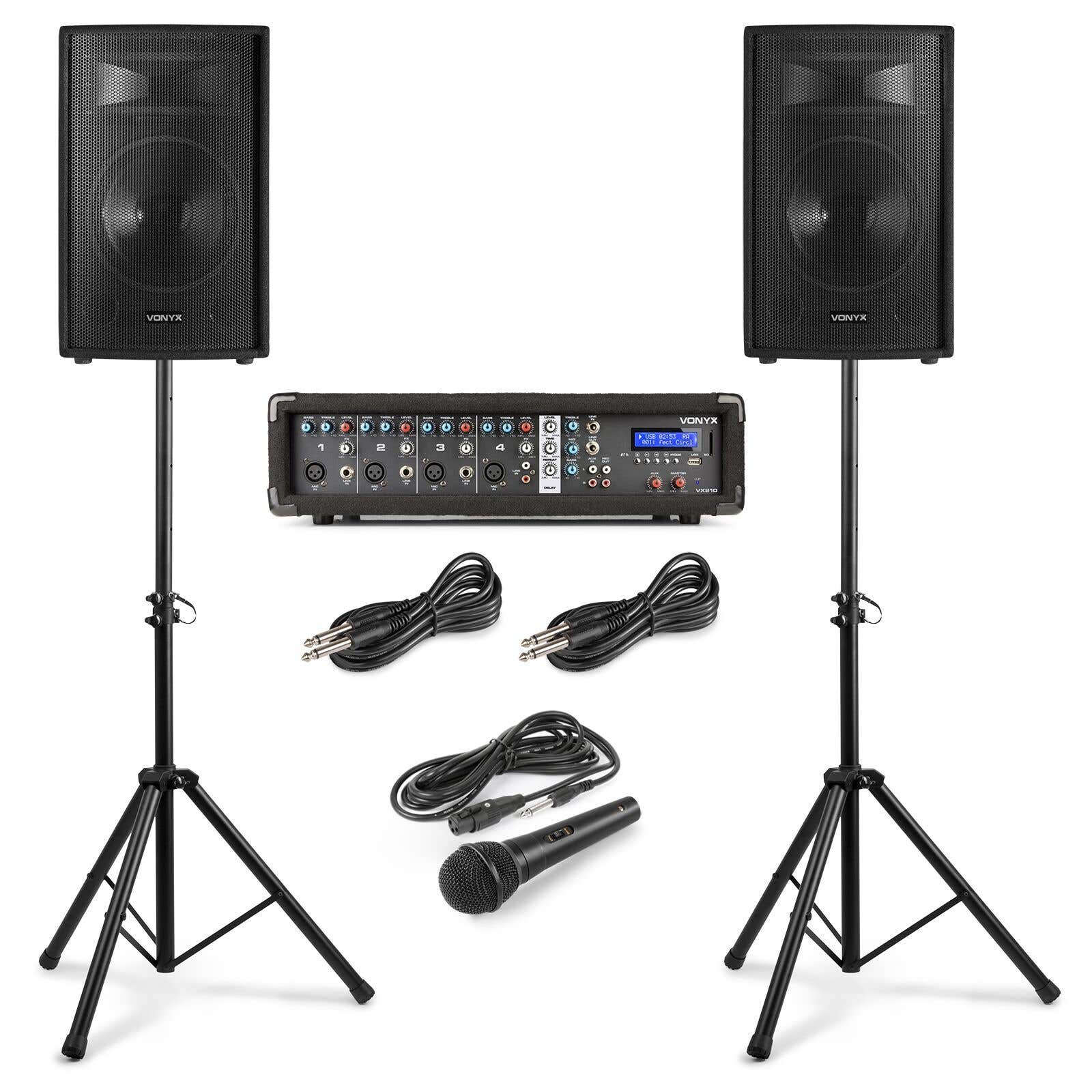 Vonyx VX210 PA Sound System mit 2 Lautsprechern - Komplett Set