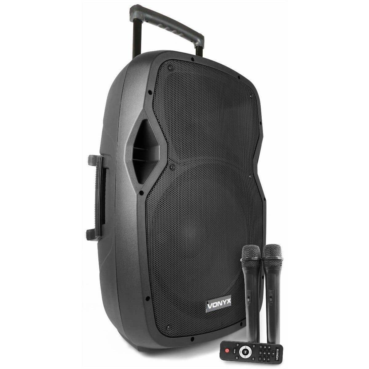 Vonyx AP1500PA Mobiler 15"-Lautsprecher mit Akku 800 W mit Mikrofonen, MP3 und Bluetooth