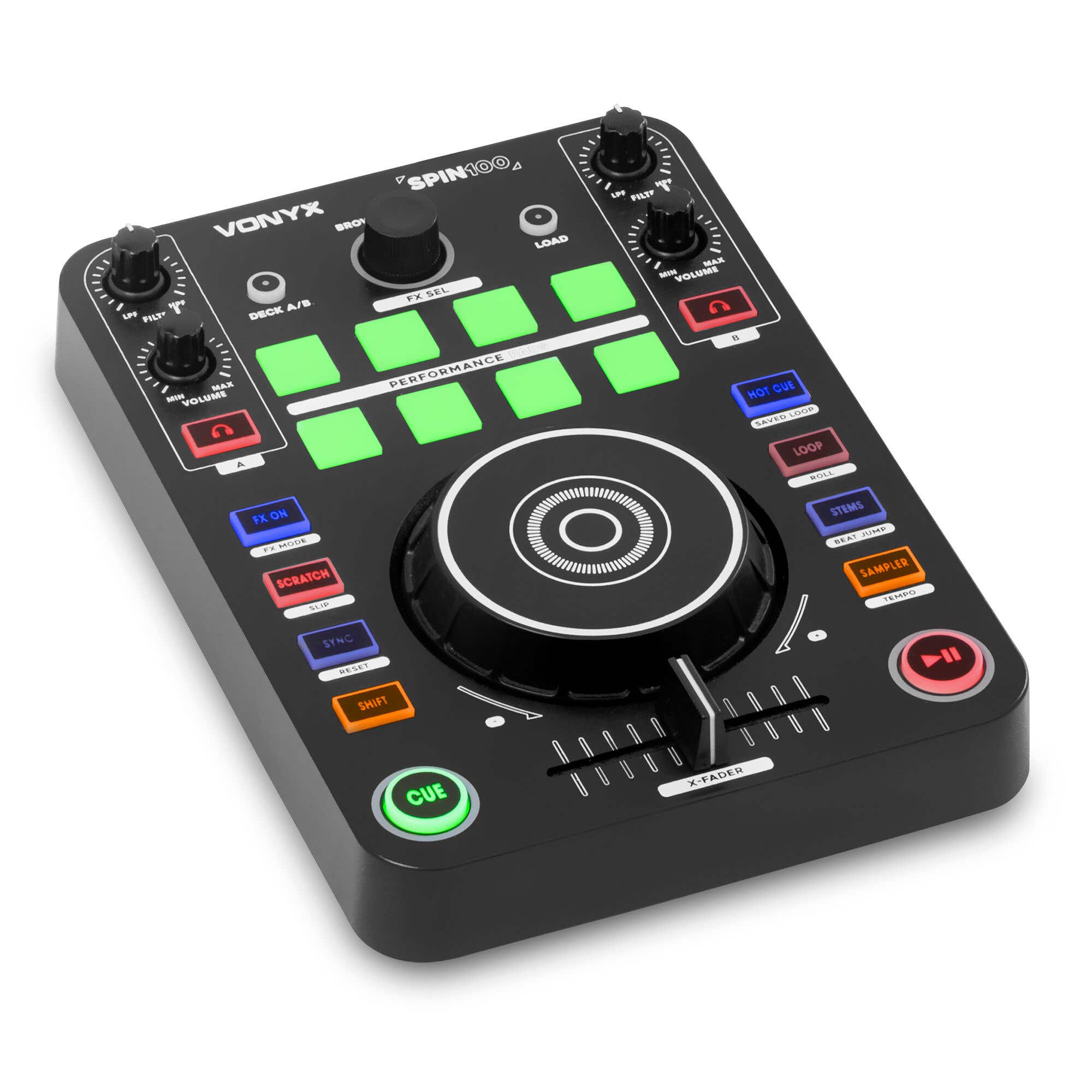 Vonyx Spin100 DJ Controller - 2-Kanal DJ Deck - Mit Virtual DJ LE Software