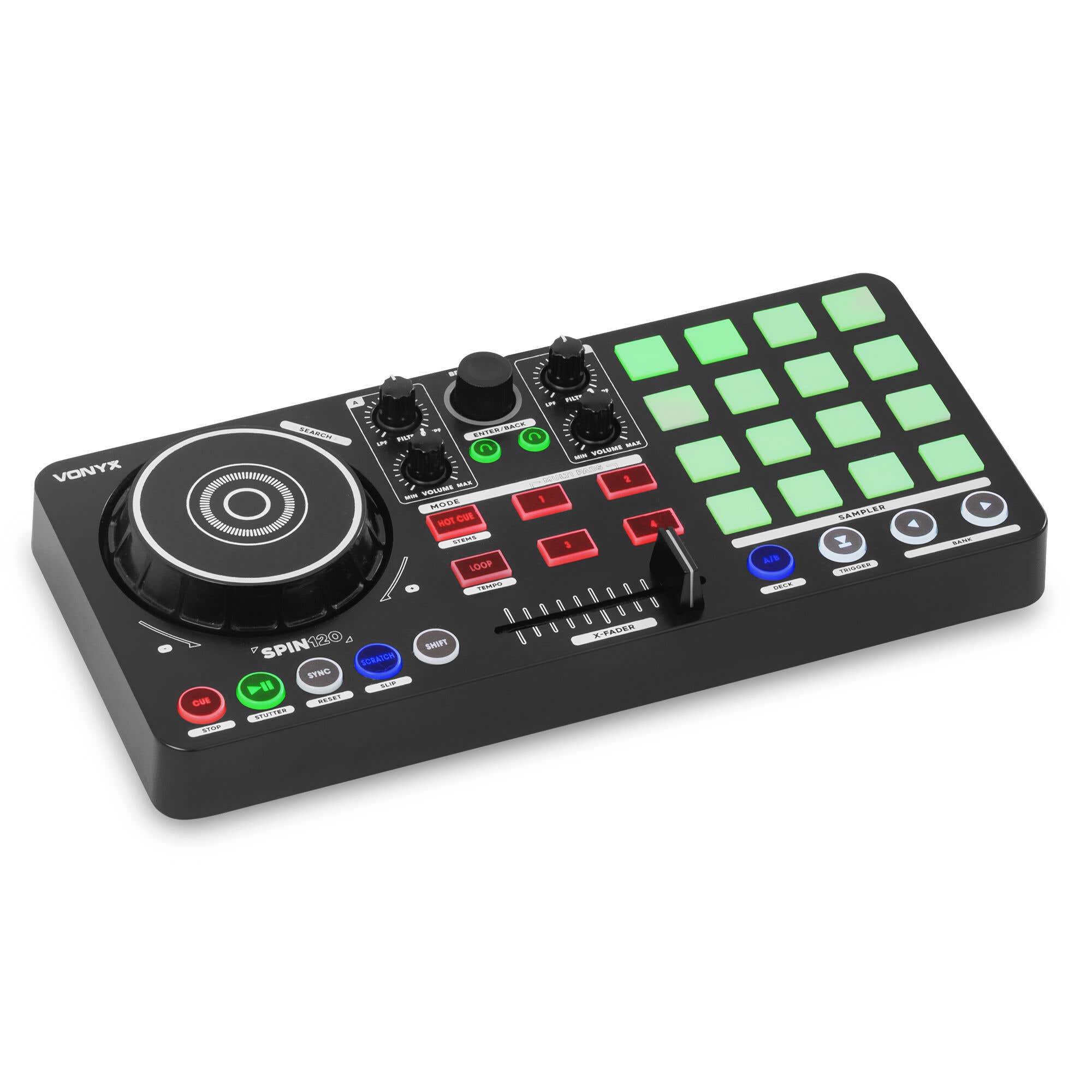 Vonyx Spin120 DJ Controller - 2-Kanal DJ Deck - Mit Virtual DJ LE Software