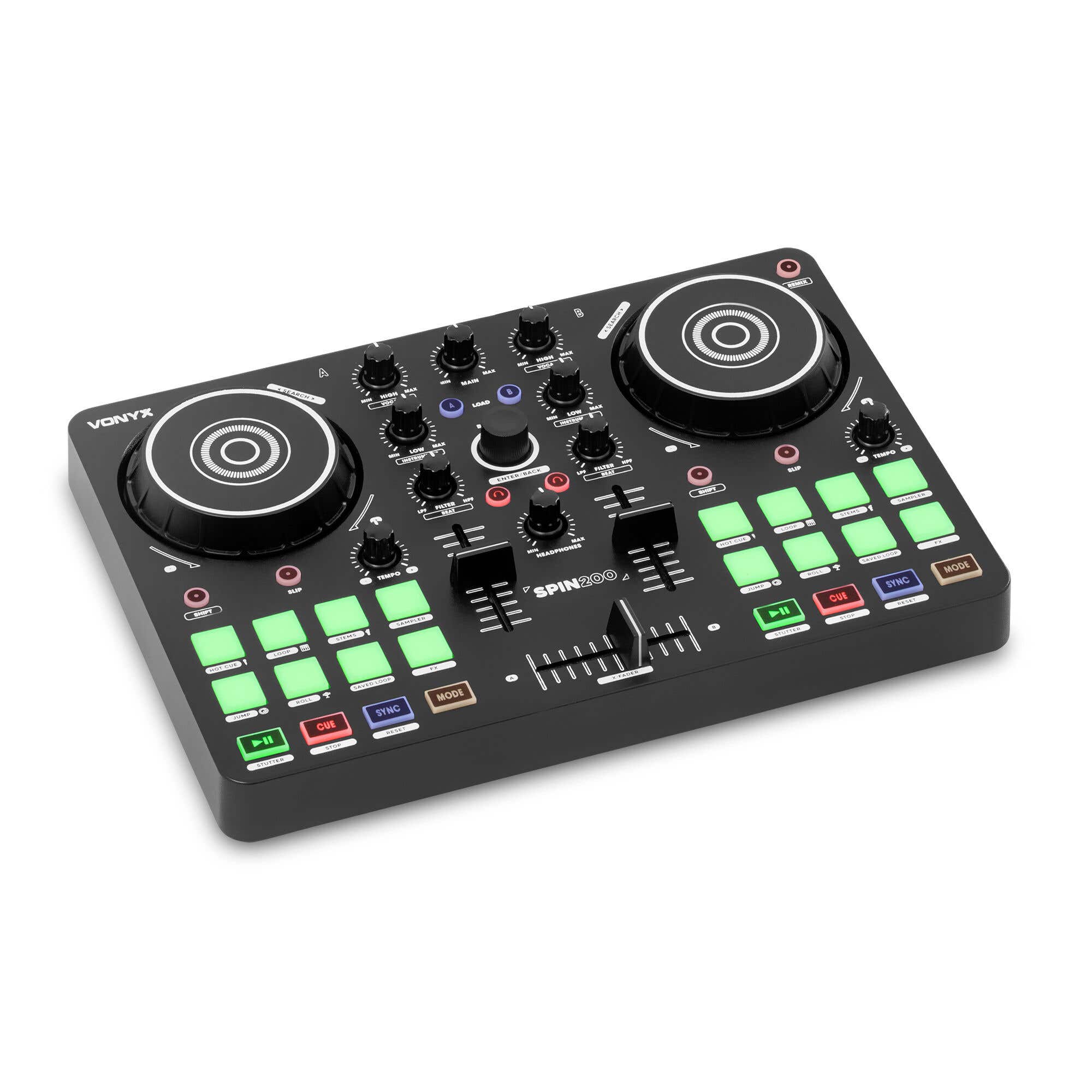 Vonyx Spin200 DJ Controller - 2-Kanal DJ Deck - Mit Virtual DJ LE Software - 3-Band EQ