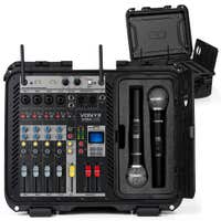 Vonyx VMA106 mobiles Audio Mischpult im Flightcase – mit 2 UHF-Funkmikrofonen – All-in-one-System
