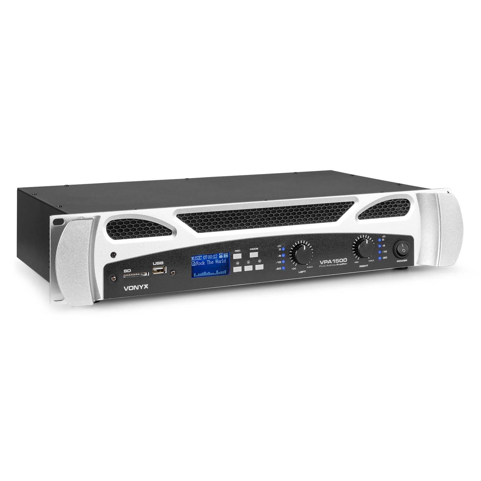 Vonyx VPA1500 Verstärker 2x 750 Watt mit Bluetooth und MP3-Player