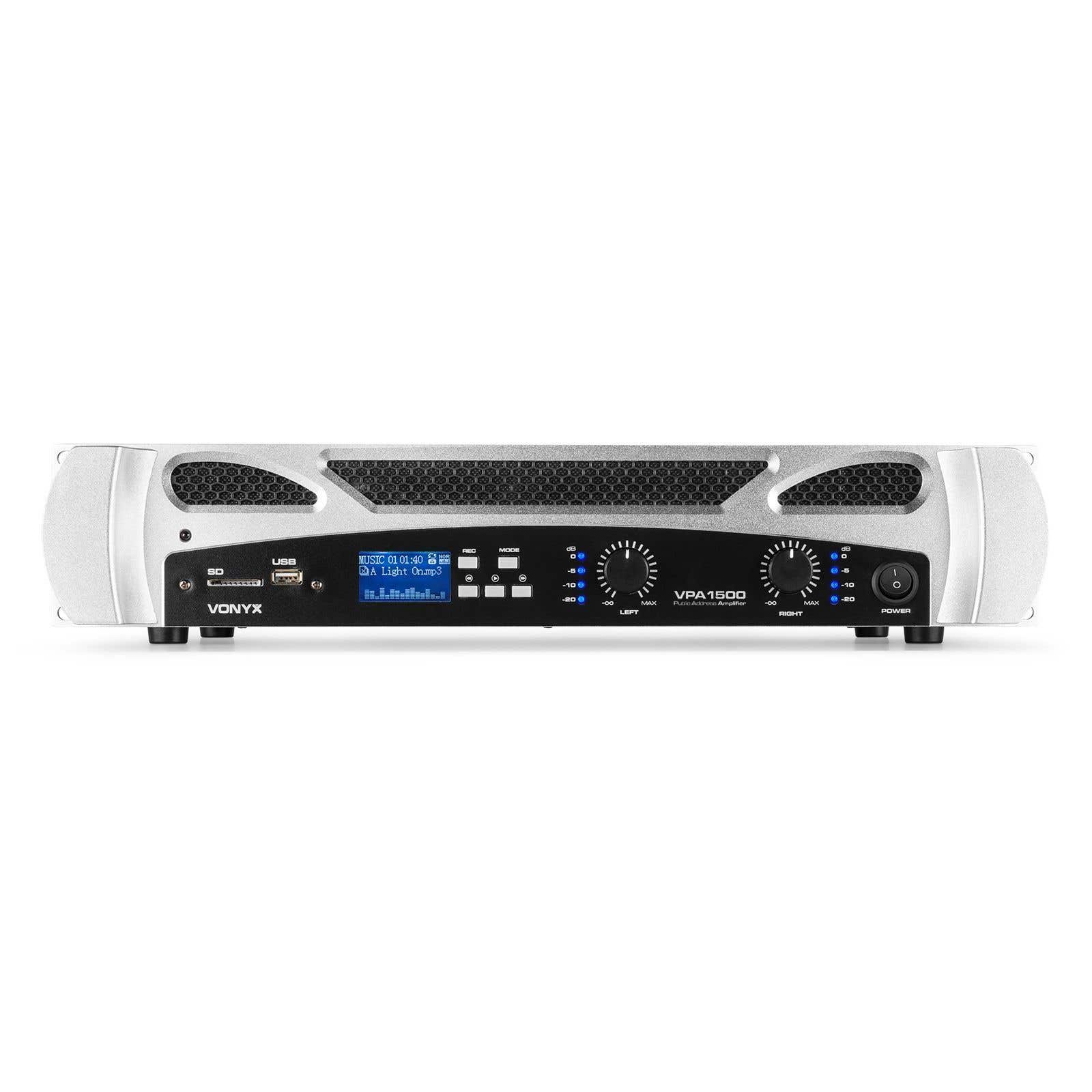 Vonyx VPA1500 Verstärker 2x 750 Watt mit Bluetooth und MP3-Player