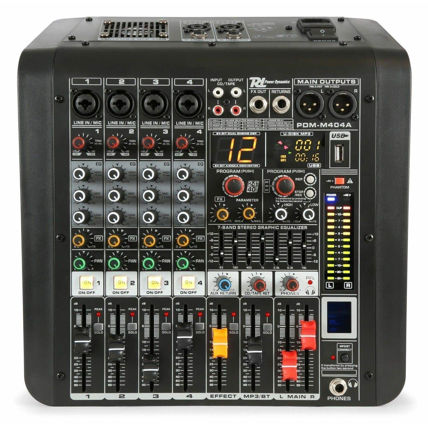B-Ware - Power Dynamics PDM-M404A 4-Kanal-Mischpult/Verstärker