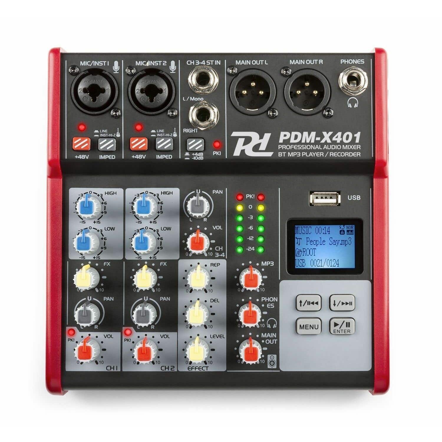 Power Dynamics PDM-X401 - 4 Kanal Mischpult mit Bluetooth und mp3-Player