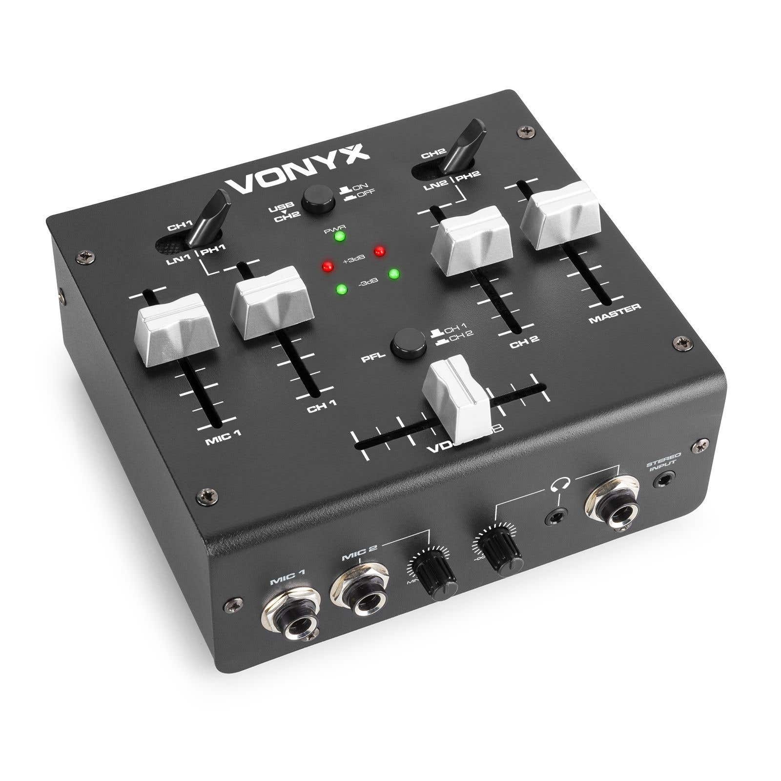 Vonyx VDJ2USB - 3-Kanal Stereo USB DJ-Mixer