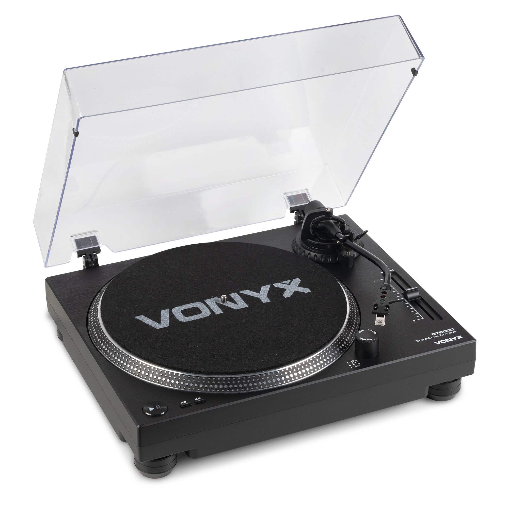 Vonyx DT6000 DJ Plattenspieler – Direktantrieb – Mit Audio Technica Nadel – Schwarz