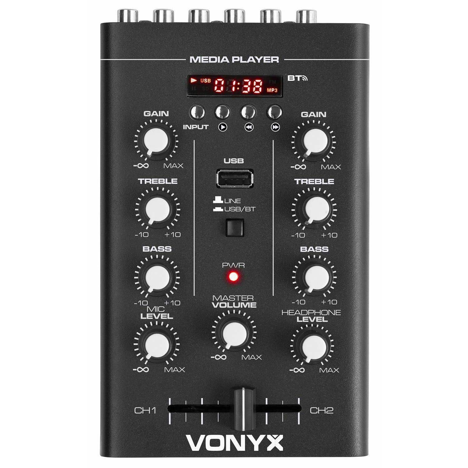 Vonyx STM500BT 2-Kanal-Mischpult mit Bluetooth und MP3-Player
