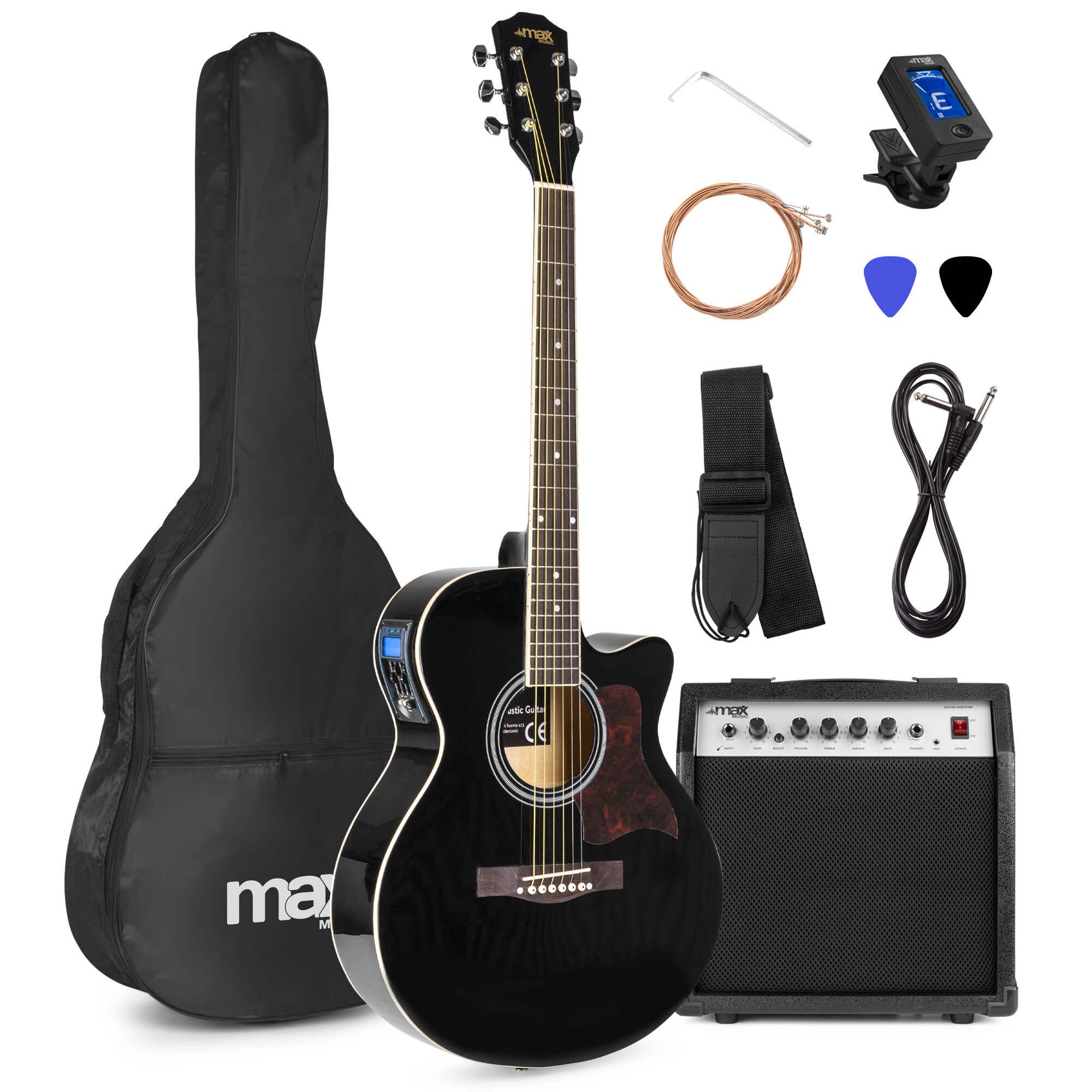 B-Ware - MAX ShowKit, elektrische Akustikgitarre, 40 Watt-Set – schwarz
