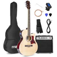 MAX ShowKit, elektrische Akustikgitarre, 40 Watt-Set – naturfarben (holz)