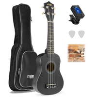MAX UKEY Ukulele 21" Komplettset mit Zubehör - Schwarz