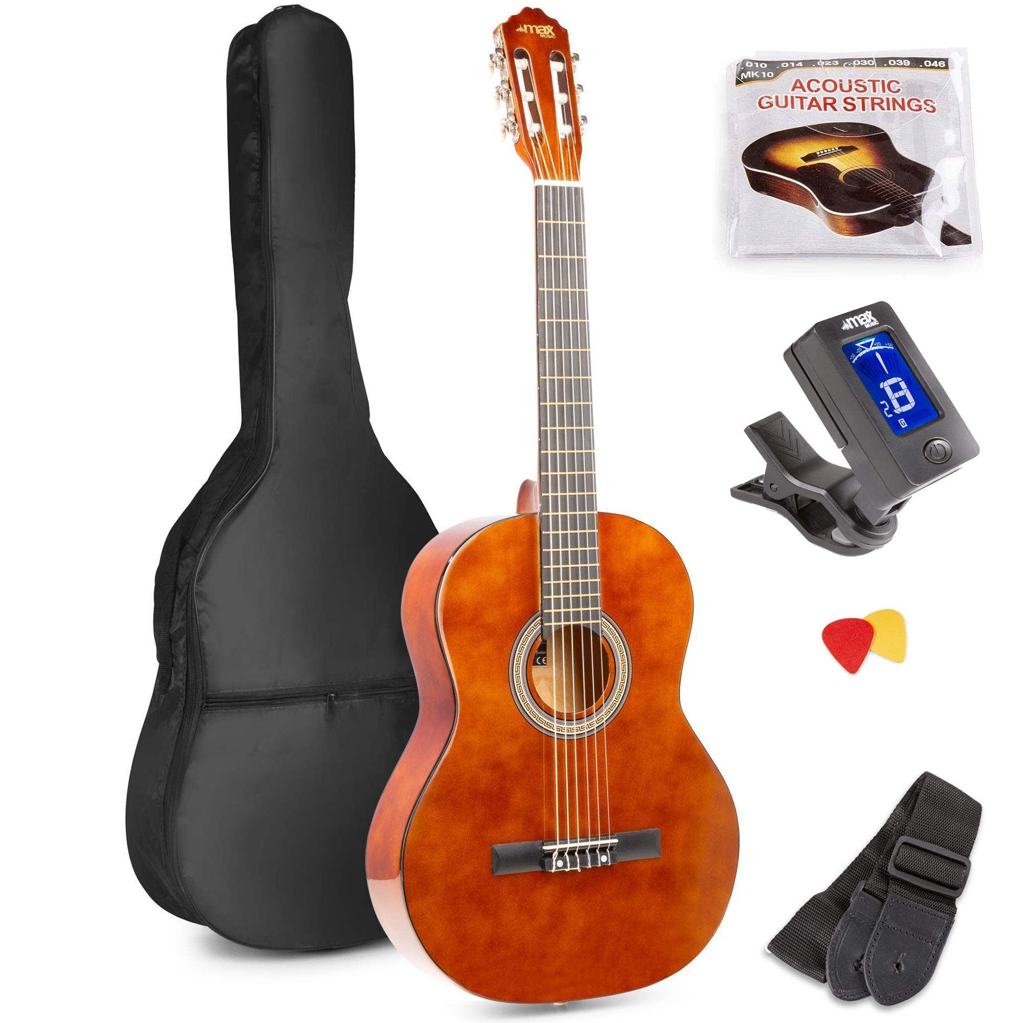 B-Ware - MAX SoloArt klassische Akustikgitarre (39") Einsteigerset - Braun (Holz)