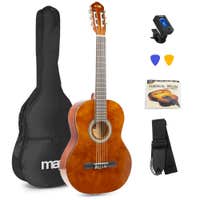 MAX SoloArt klassische Akustikgitarre (39") Einsteigerset - Braun (Holz)