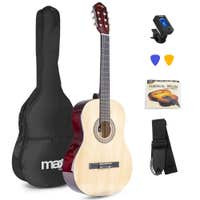 B-Ware - MAX SoloArt, klassische Akustikgitarre (39"), Einsteigerset – Natur (Holz)