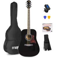 B-Ware - MAX SoloJam, Western-Akustikgitarren-Starterset – schwarz