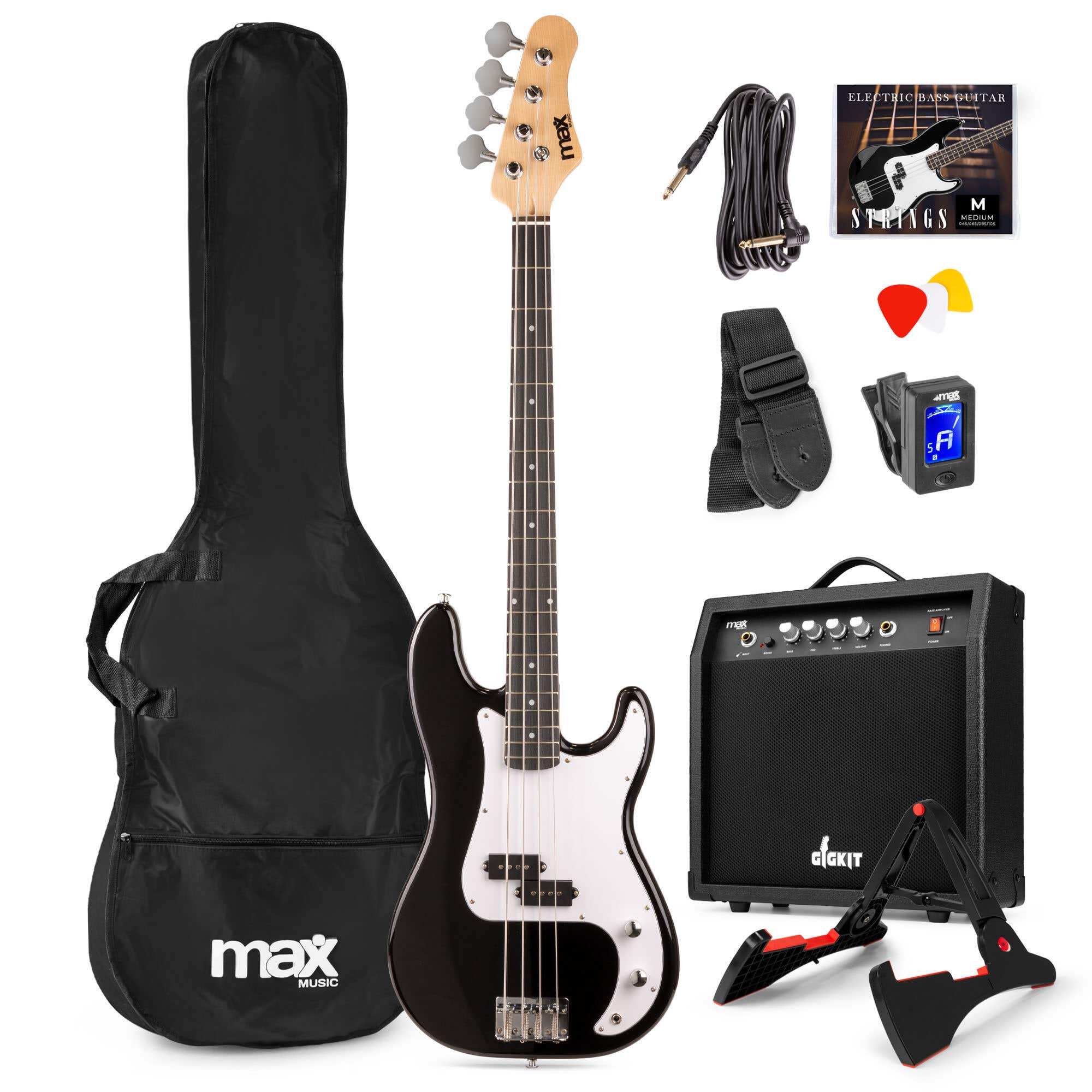 Max GigKit Bass Guitar Komplett Set Schwarz