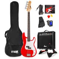 Max GigKit Bass Gitarre Komplett Set - Rot