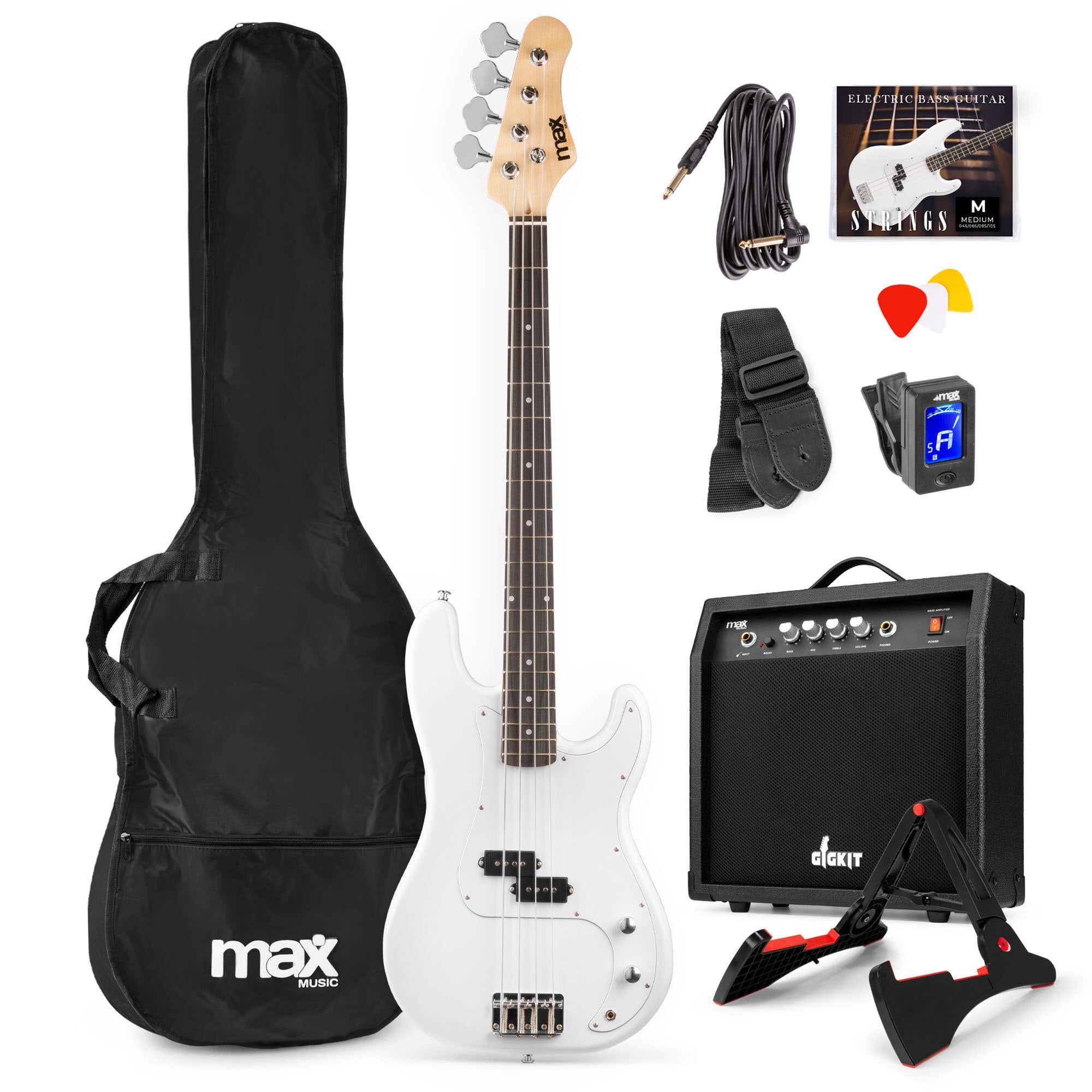 Max GigKit Bass Gitarre Komplettset - Weiß