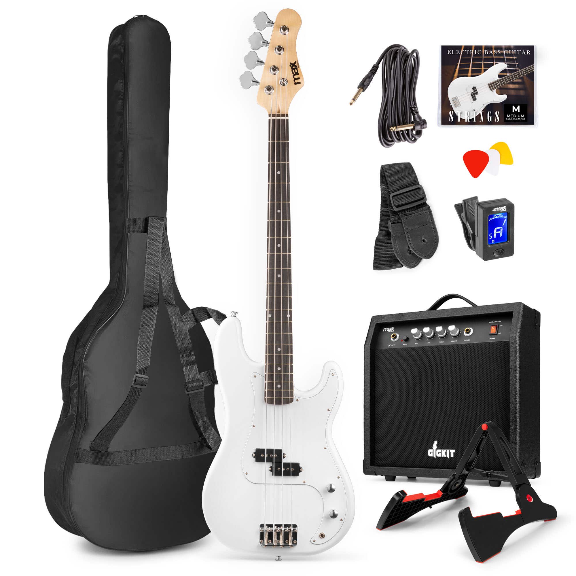 B-Ware - Max GigKit Bass Gitarre Komplettset - Weiß